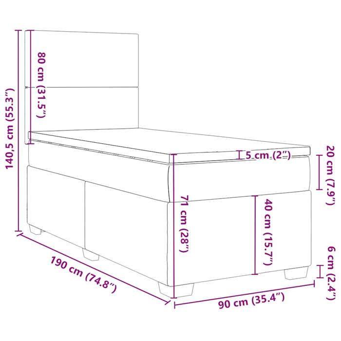 VidaXL Sommier à lattes de lit et matelas Gris clair 90x190 cm Velours, lit, lit à plate-forme, lit à panneaux, meuble de 3293080