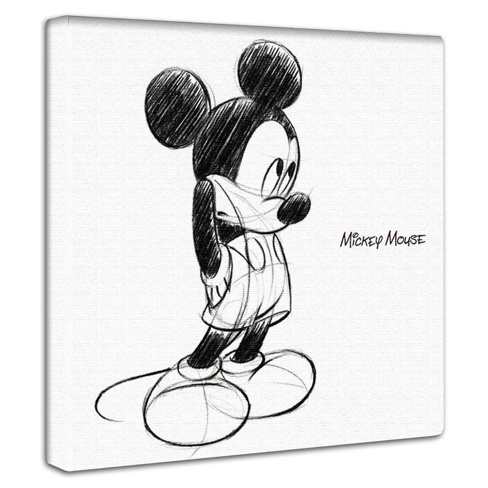 Disney Mickey Mouse Art 30cm X Made In Stylish Interior Living Room Monochrome Simple Fabric Panel, 30cm, Japan, Poster, Decor, Decor, Sketch, Panel,