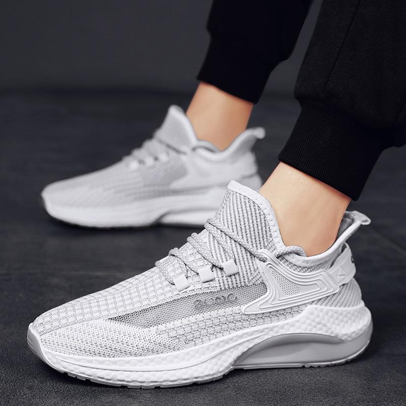 

Производитель мужской обуви новая весенняя обувь из дышащей сетки с плетением «муха» мужская повседневная спортивная обувь подошва «попкорн» 39 белый