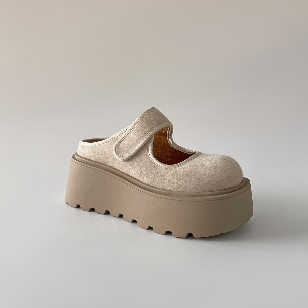 Wang Fan thick-bottomed Birkenstock head slippers heightened Mary Jane half slippers