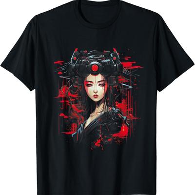 Japanese Cyberpunk Women Geisha T-Shirt