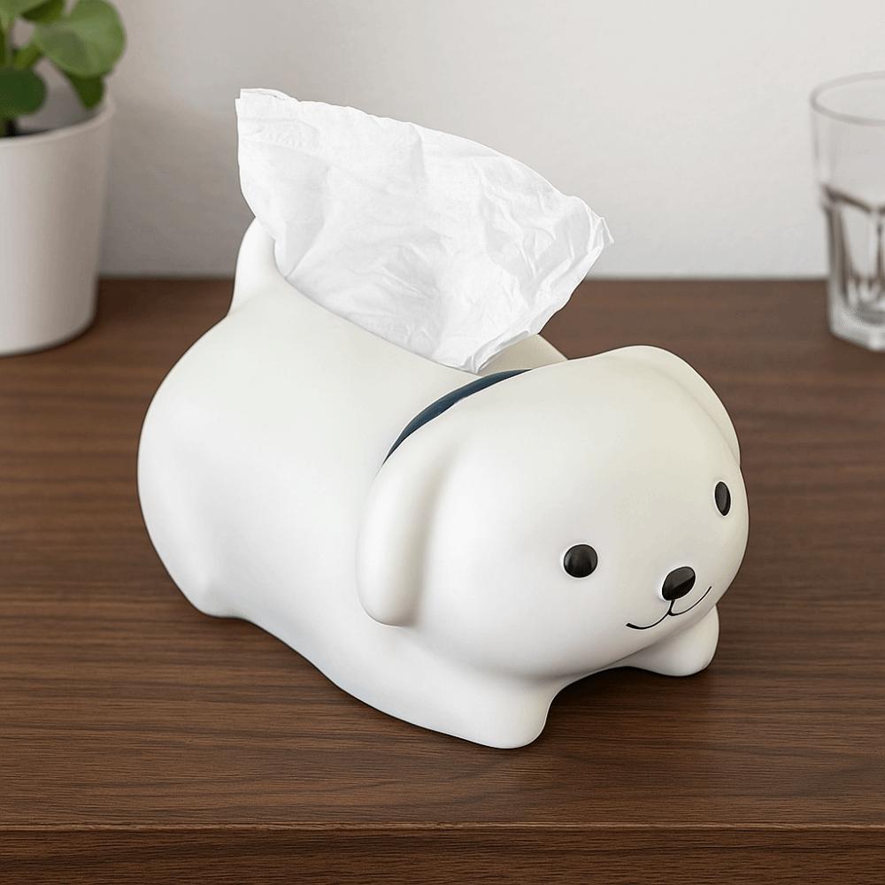 Decorative Little Dog Tissue Storage Box Figure Model Little White Dog Model Toy  Children/Kids