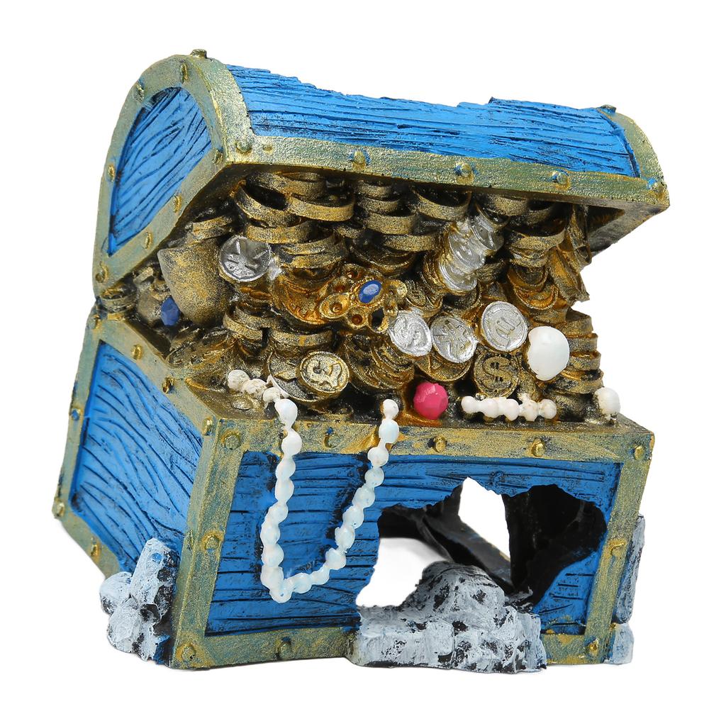 Aquarium Treasure Chest Ornament Resin Treasure Chest Box Hideaway for Fish Tank Landscape