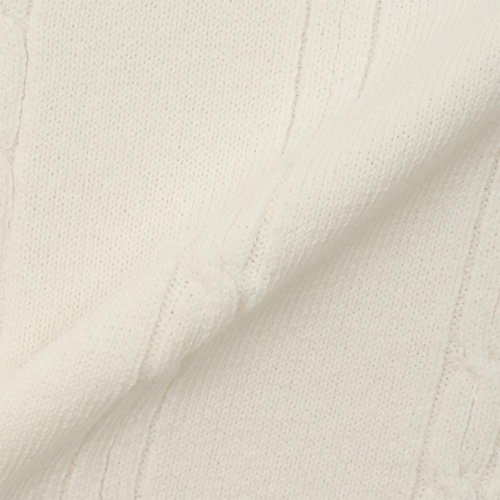 MALBON GOLF M Chain Cable Pattern Casual Short Sleeve Knit Ivory (Woman)