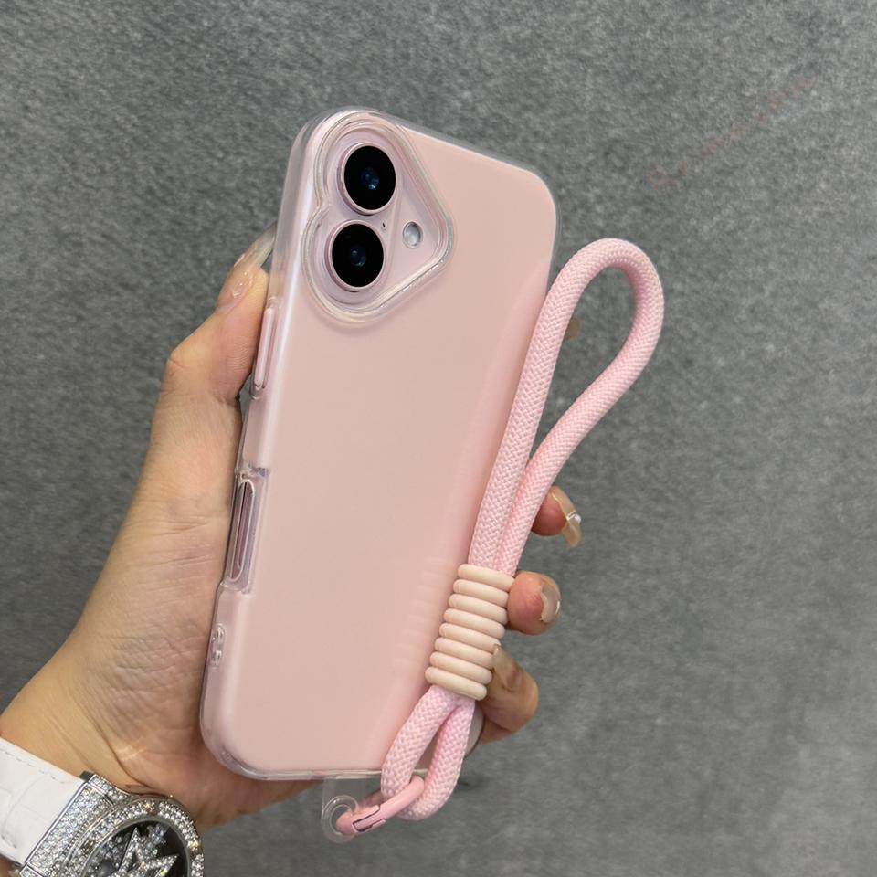 Wrist Strap Silicone Phone Case For iPhone 16 15 14 13 12 11 Pro Max Plus Cute Transparent Lanyard Protector Shockproof Cover