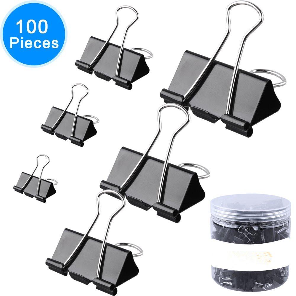 Multi-Size Black Metal Binder Clip Set for Journals and Loose-Leaf Folders