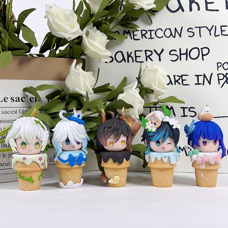 Genshin Impact Anime Figure Ice Cream Cute Kawaii Raiden Shogun Nahida Pvc Furina Model Ornament Collection Room Decor Gifts