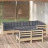 VidaXL Garden Lounge Set 7 Pcs with Grey Cushions Solid Pine Wood 3096441