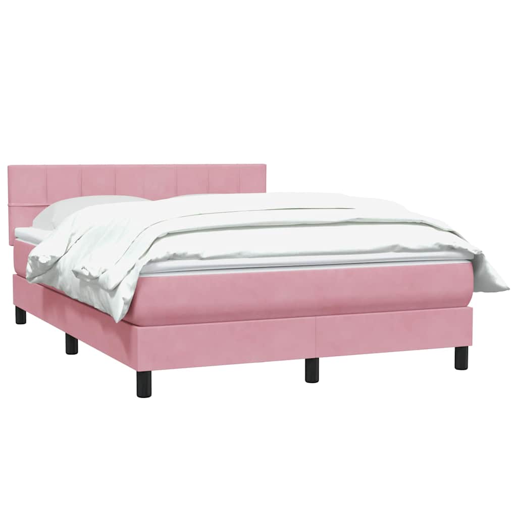 Box Spring Bed with Mattress Pink 140x210 cm Velvet