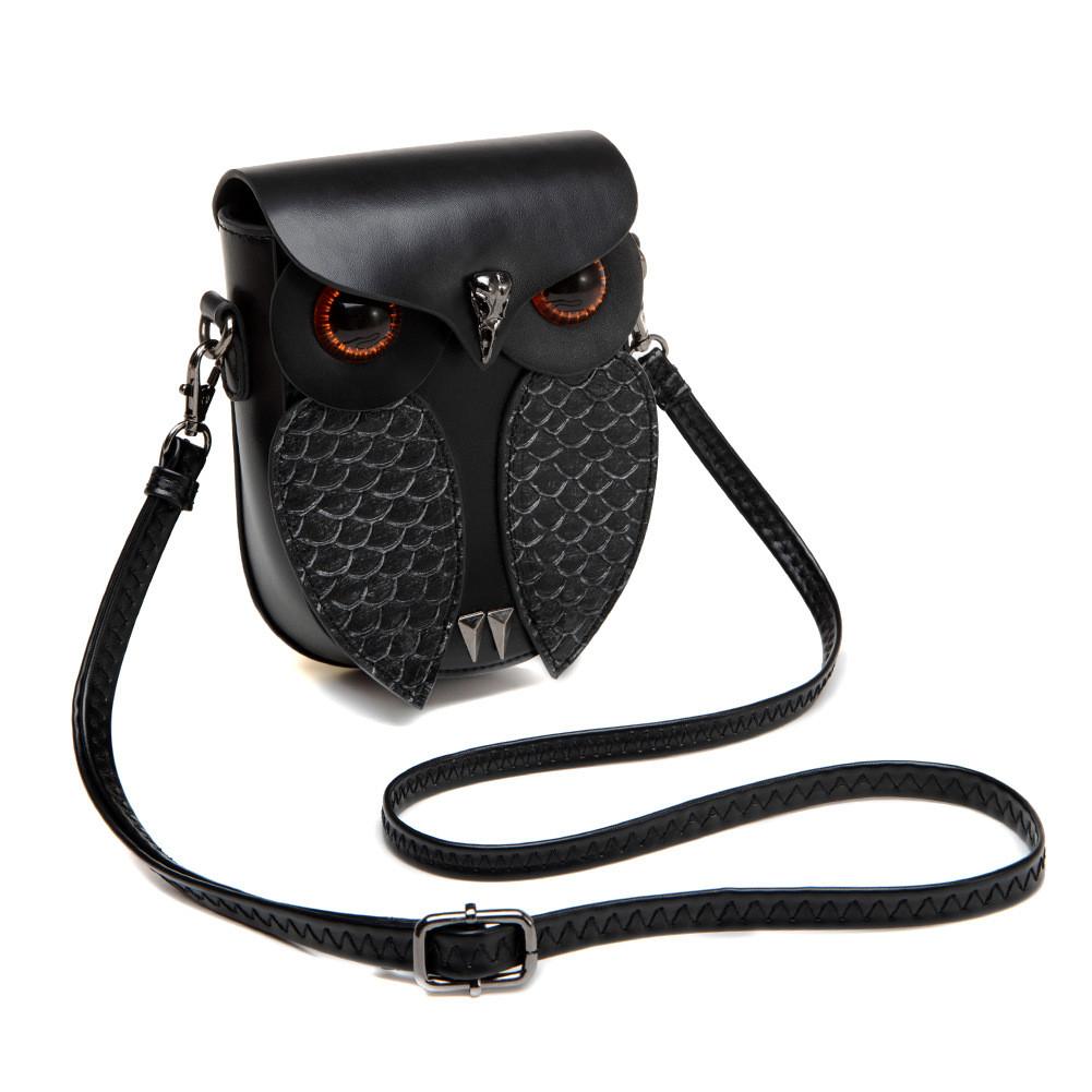Steampunk Owl Pu Ladies Shoulder Bag With Zipper Pouch For Daily Use