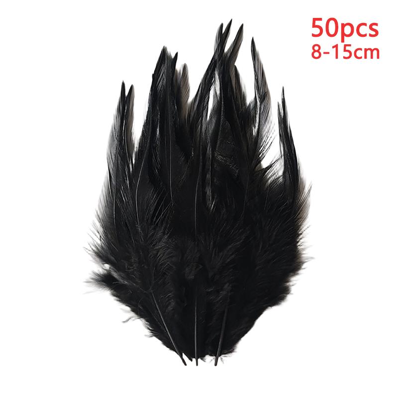 8-15Cm Black Feathers Decoration For Crafts Bulk Small Big Long Plumas Wedding Flower Tree Hats Dreamcatcher Goose Piume 50Pcs