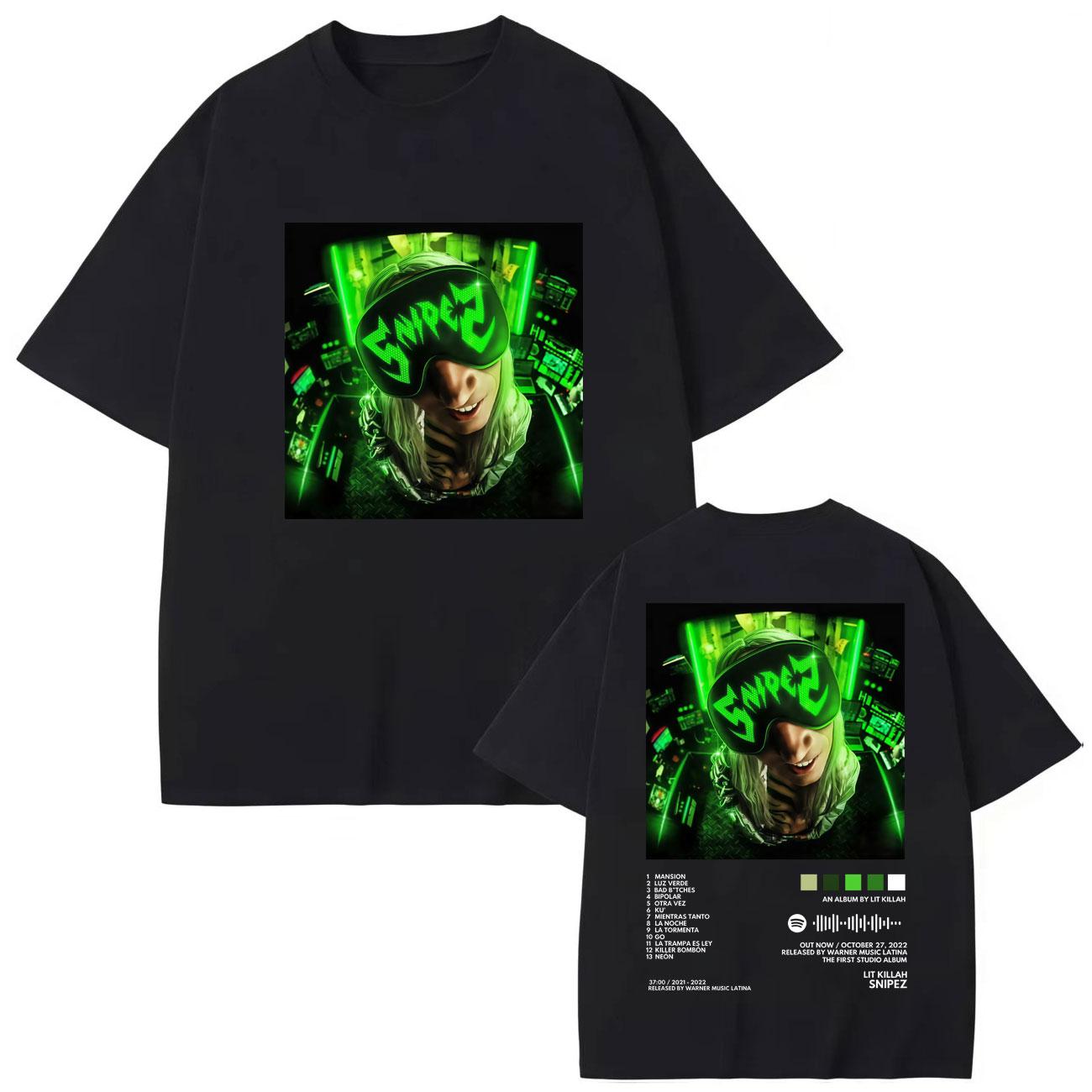 

Rapper Lit Killah Album Double Sided Graphic T Shirts Hip Hop Fashion Short Sleeve T-shirt Men Women Oversized T-shirts S