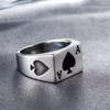 Trendy European American Retro Ace of Spades Men's Square Open Ring