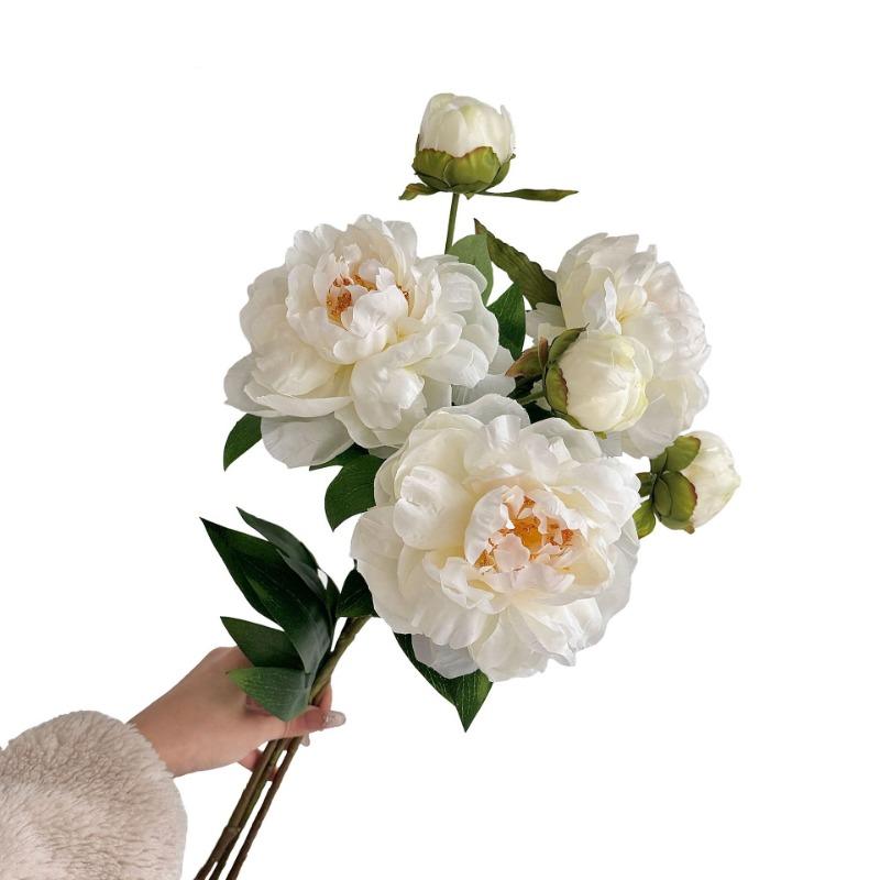 26.8 Inch Artificial Peony Silk Flowers Faux Floral Arrangement for Living Room Table Decor Photography Prop