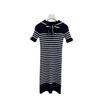 D new naval style bow striped dress women's short-sleeved knitted skirt fashionable versatile age-reducing dress