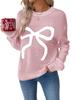 Women's European American Valentine’s Bow Jacquard Sweater - Autumn Winter Fashion