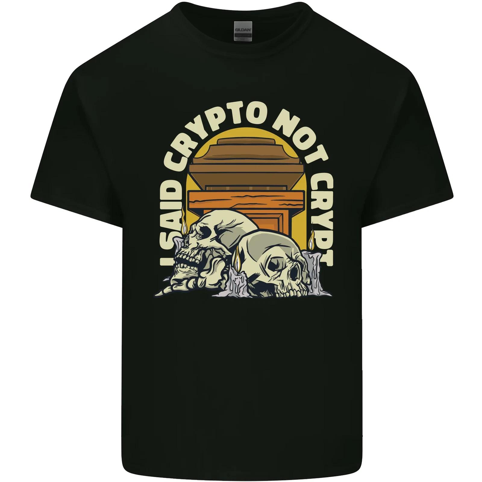 Crypto Not Crypt Funny Cryptocurrency Skulls Kids T-Shirt Childrens L