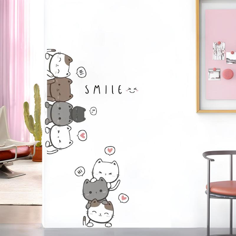 1Pc Furniture Cartoon Cute Cat Wall Stickers For Door Home Decor Accessories Living Room Kids Room Decoration Wall Decal