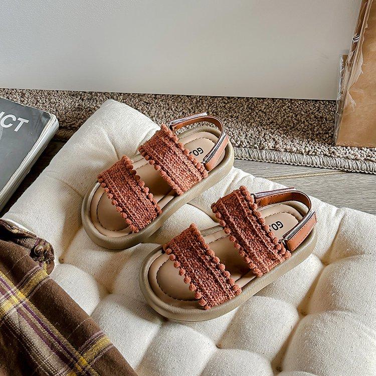 Kids Sandal Bohemian Retro Style Summer Sandals for Pretty Girls Causal Versatile Open-toe Children's Fashion Soft Soled Sandals