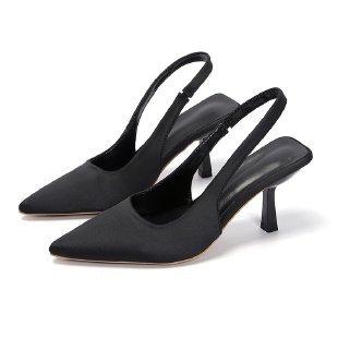 Women's Highheeled Sandals Women's Solidcolor Thinheeled Pointedtoed Back Empty Strap Bag Head Fashion Single Shoes 