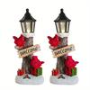 2pcs Red Cardinal Christmas Statues with LED Lights, Cozy Christmas Tabletop Figurine Winter Statue Decor, Glowing X mas Decorations