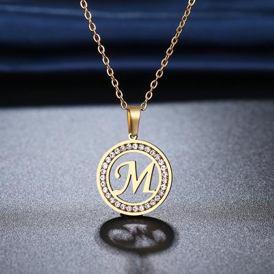 316L Stainless Steel 26 Letters A-Z Necklace NEW Crystal Rhinestone Necklaces for Women Wedding Valentine's Day Gifts