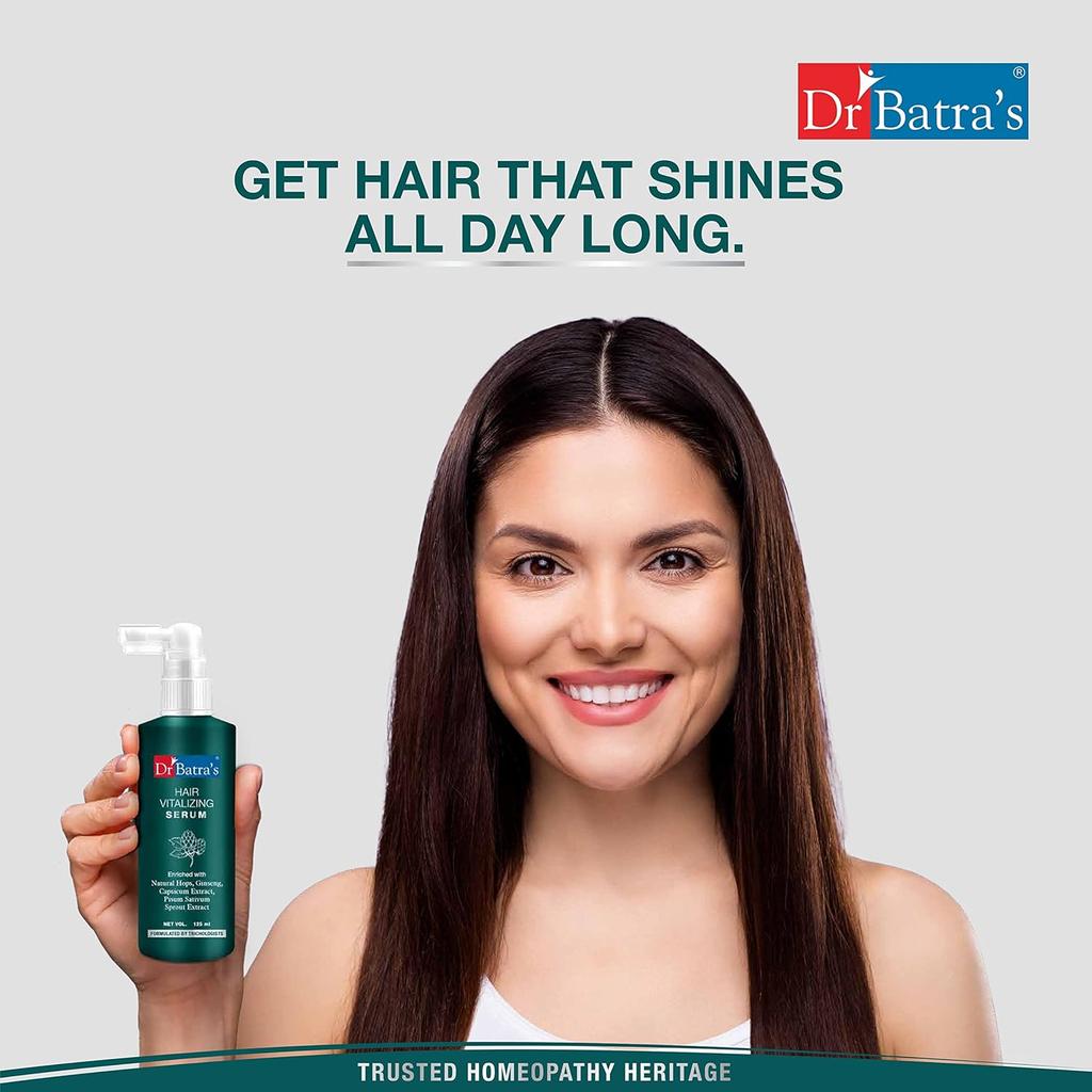Dr Batra's Hair Vitalizing Serum 125ml X Pack of 2, Lightweight, Frizz Control, Radiant Healthy Scalp