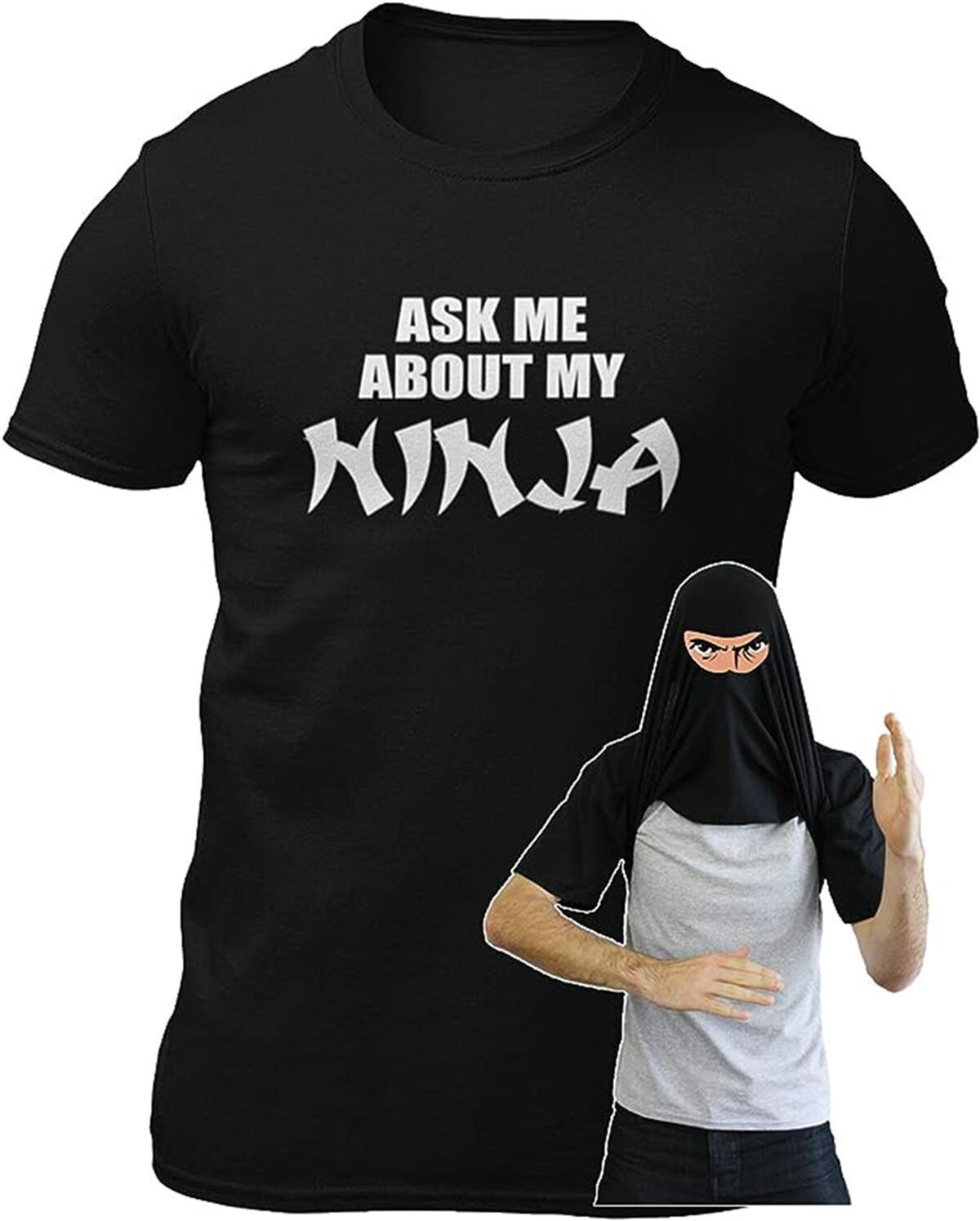 Ask Me About My Ninja Disguise Flip Ninja Face T-shirt Funny Boys Mens T-shirt S