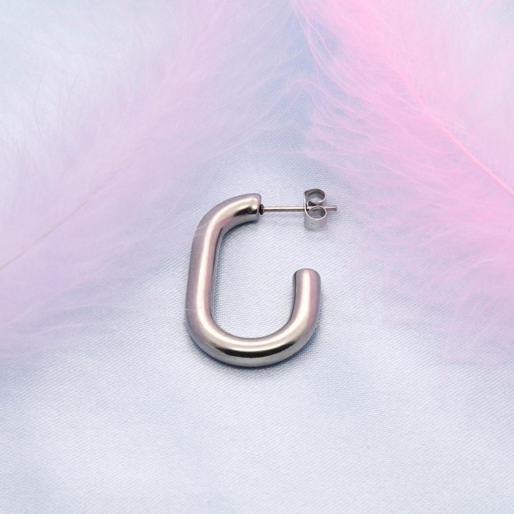 Trendy U-Shaped Stainless Steel Geometric Oval Earrings
