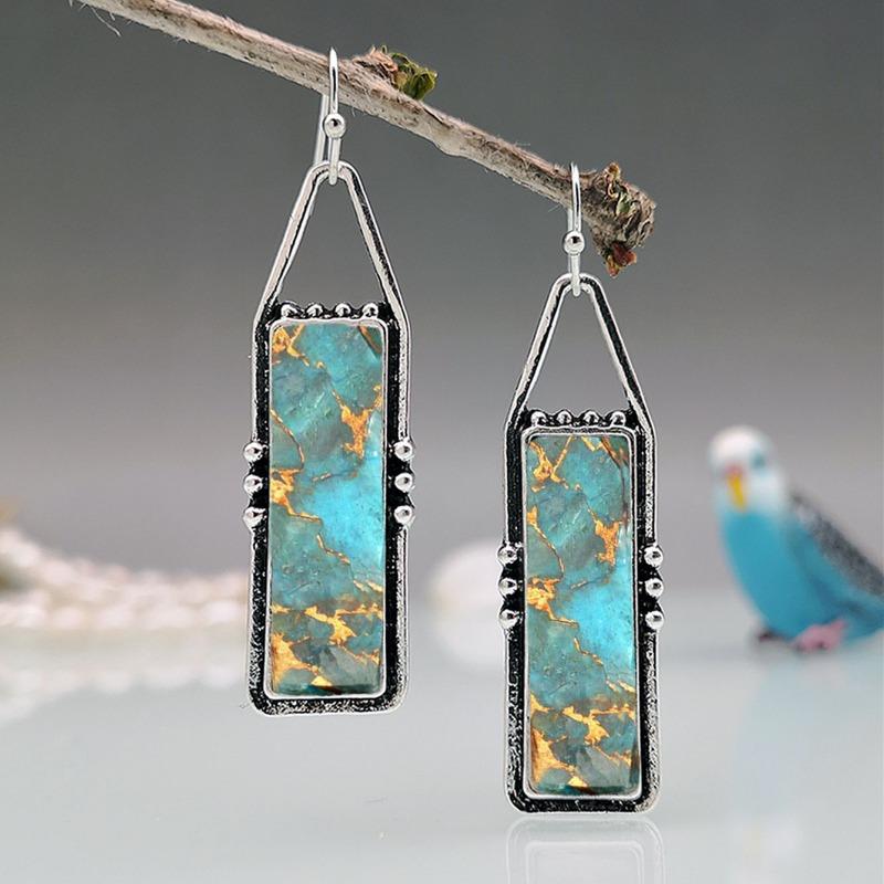 Wen Jade Turquoise Pattern Boho Style Women's Korean Style Couple Jewelry