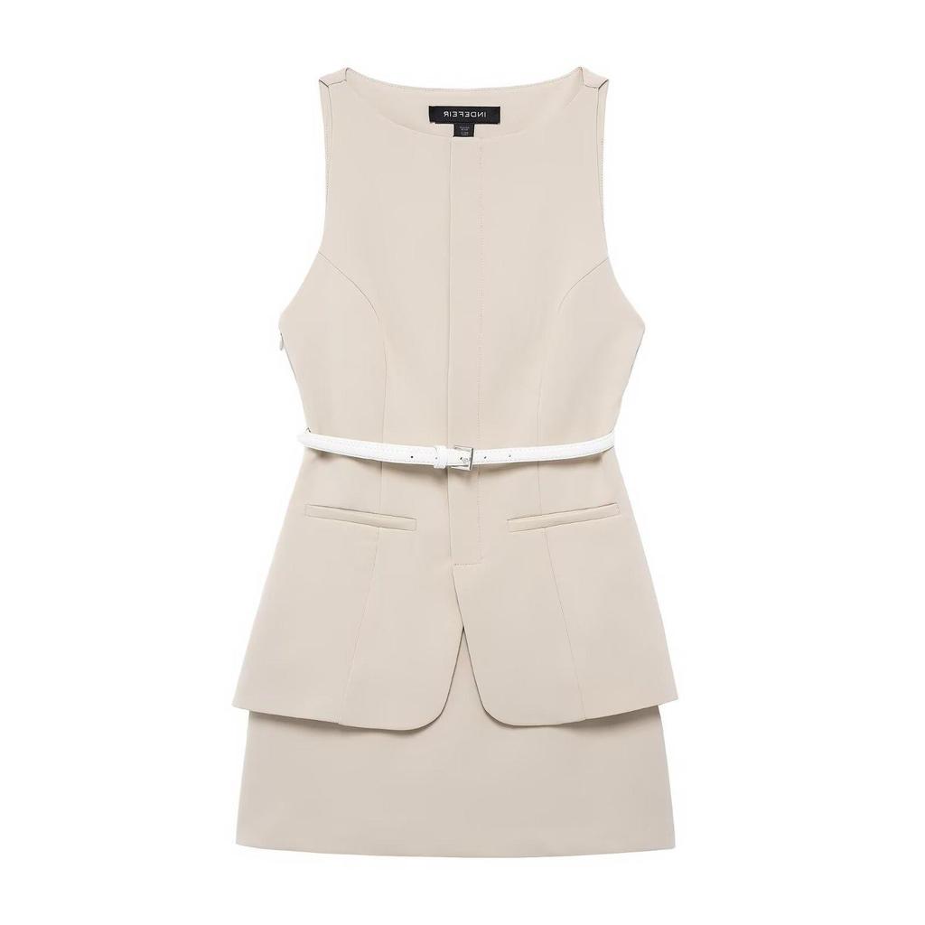 TAOP&ZA Spring/Summer Elegant Women's Short Dress with Belt