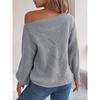 Women's Autumn/winter Casual Cut-out One-line Neck Off-shoulder Lantern Sleeve Sweater