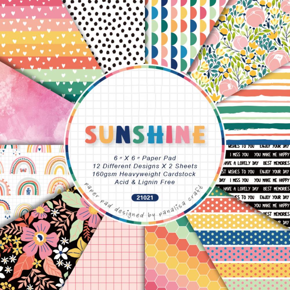 24 Sheets 6 Inch DIY Album Scrapbook Decorative Paper Pad Single Sided Background Cardstock Paper Patterned Papers for