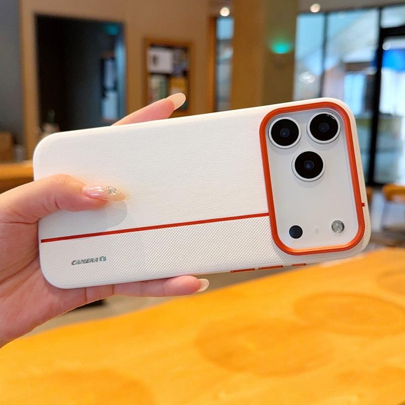 Colorful Faux Leather Red Lens Ring Raised Protective Lens Case For iPhone 17 Pro Max 17 Air 17 Pro 16e 16 15 + Protection Cover