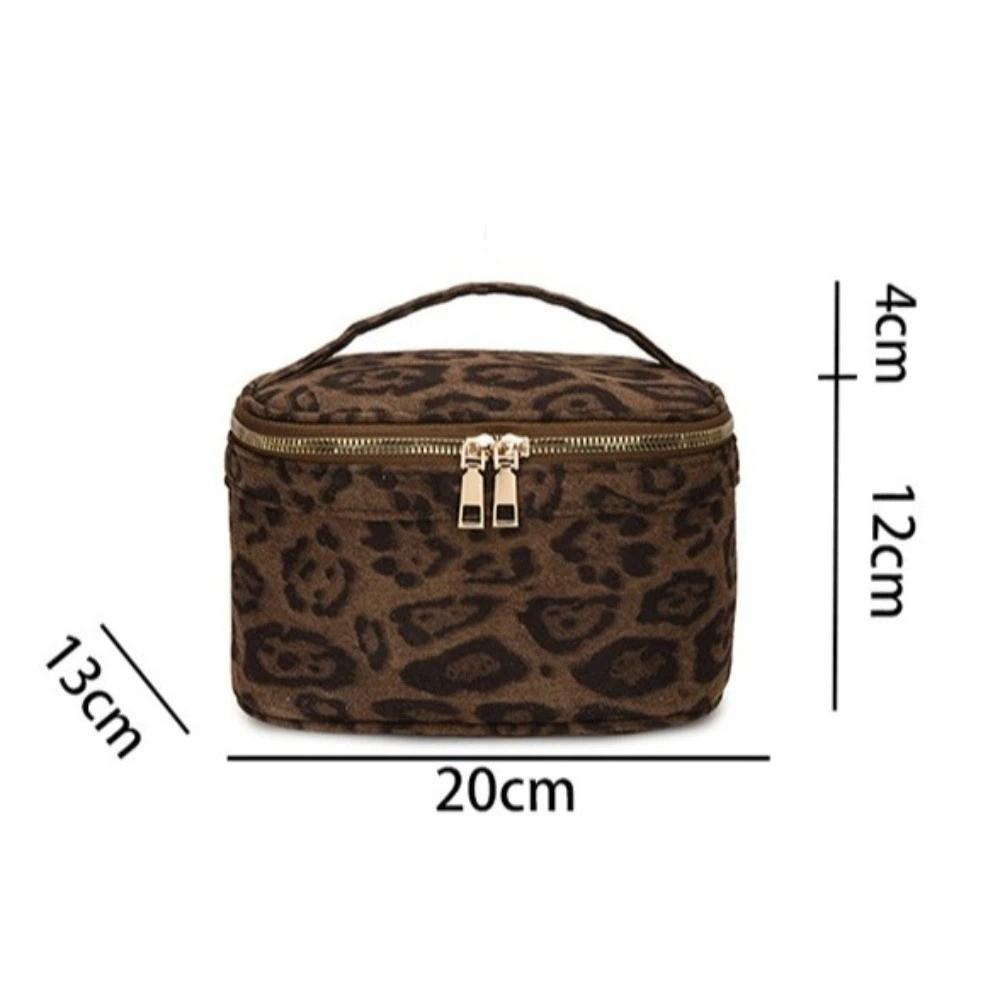 Neue Kosmetiktasche mit großem Fassungsvermögen, Leopardenmuster, mehrere Fächer, Make-up-Tasche, Kunstwildleder, Kulturtasche, Reise