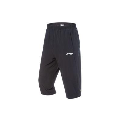 Li Ning Sports Lifestyle Series Brand Logo Solid Color Casual Cropped Pants Men Bottoms Black AKQQ023-2