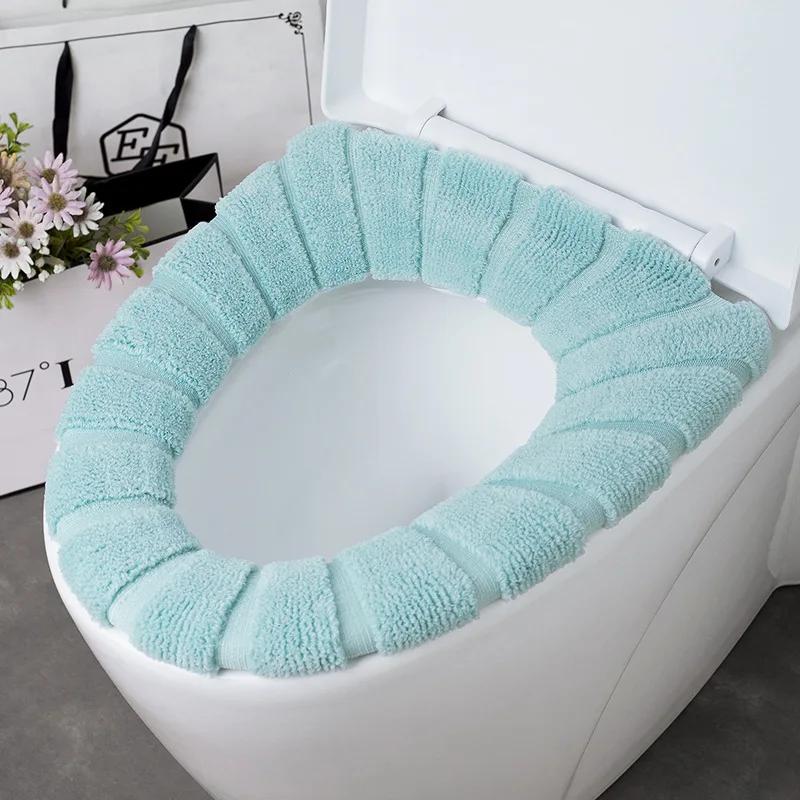 1Pc Bathroom Toilet Seat Cover Soft Warmer Washable Mat Cover Pad Cushion Seat Case Toilet Lid Cover Accessories Bath Home