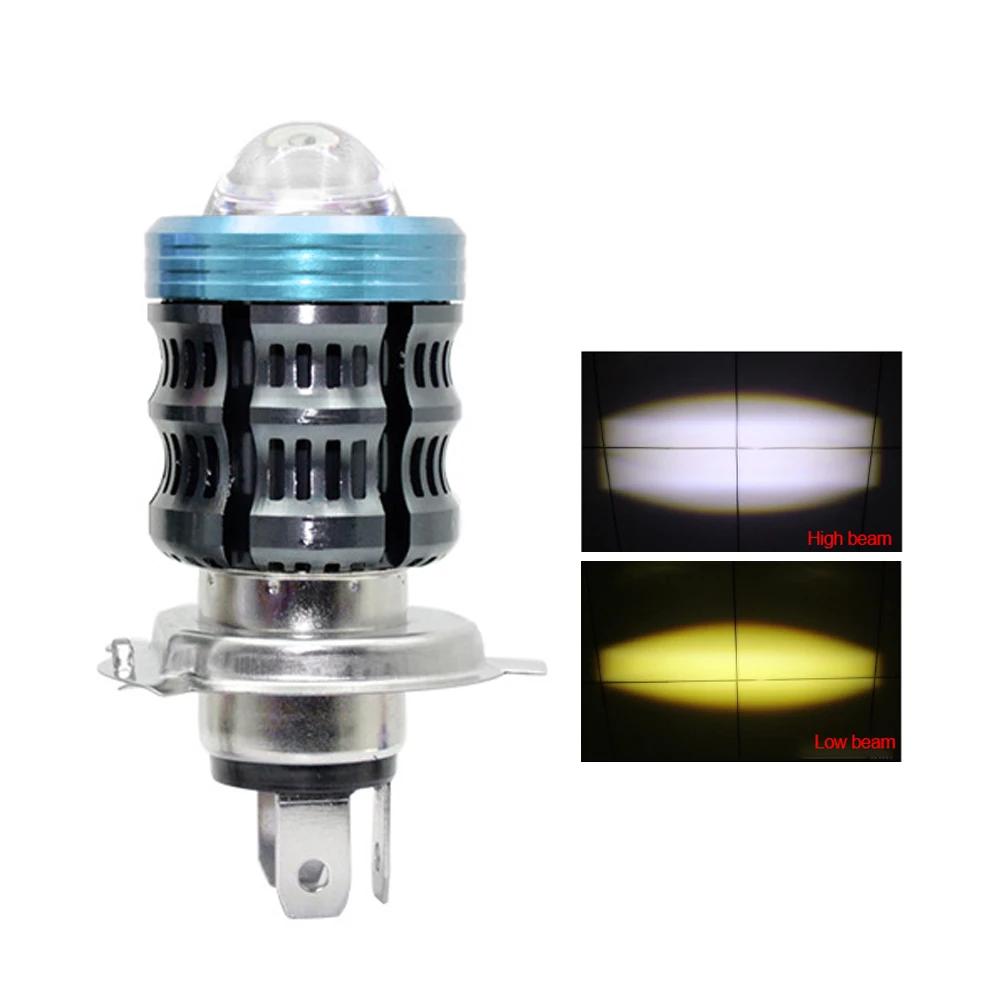 Universal H4 Motorcycle LED Headlight Waterproof and Dustproof Motorbike Scooter Tricycle Dual Color DRL Hi/Lo Beam Light 12-80V