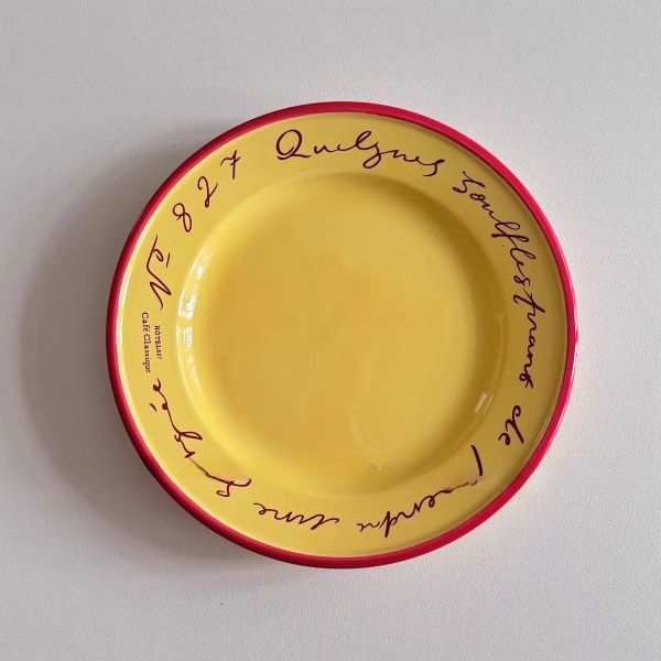 Instagram Retro French Alphabet Ceramic Plate 8-inch Flat Plate Dessert Cake Western Breakfast Plate Food Pography Prop Dish