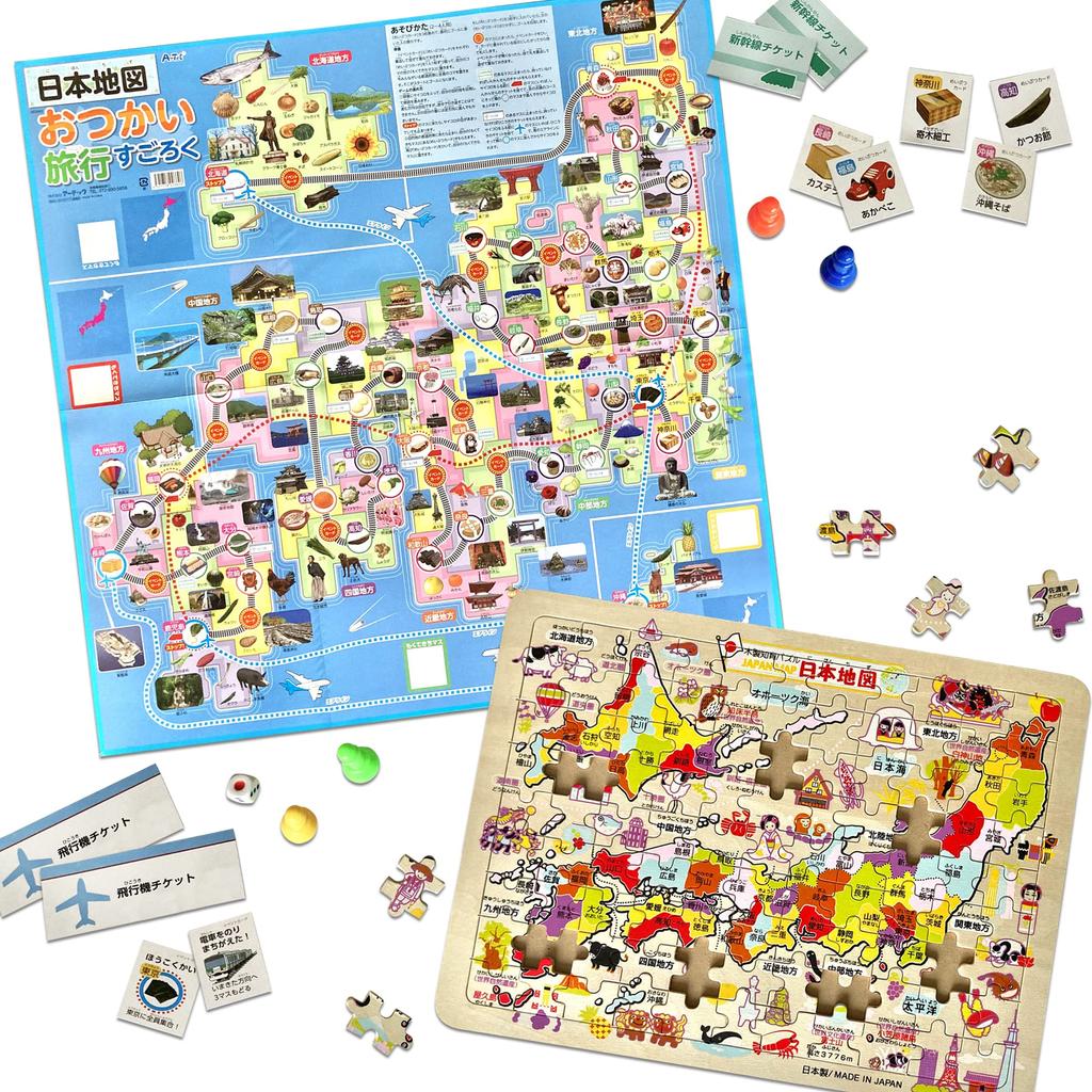 Educational Sugoroku Japan Map Educational Learning Tourist Local Specialties Puzzle Travel-themed Toy Karuta, Puzzle, Game, Attractions, (Sugoroku &