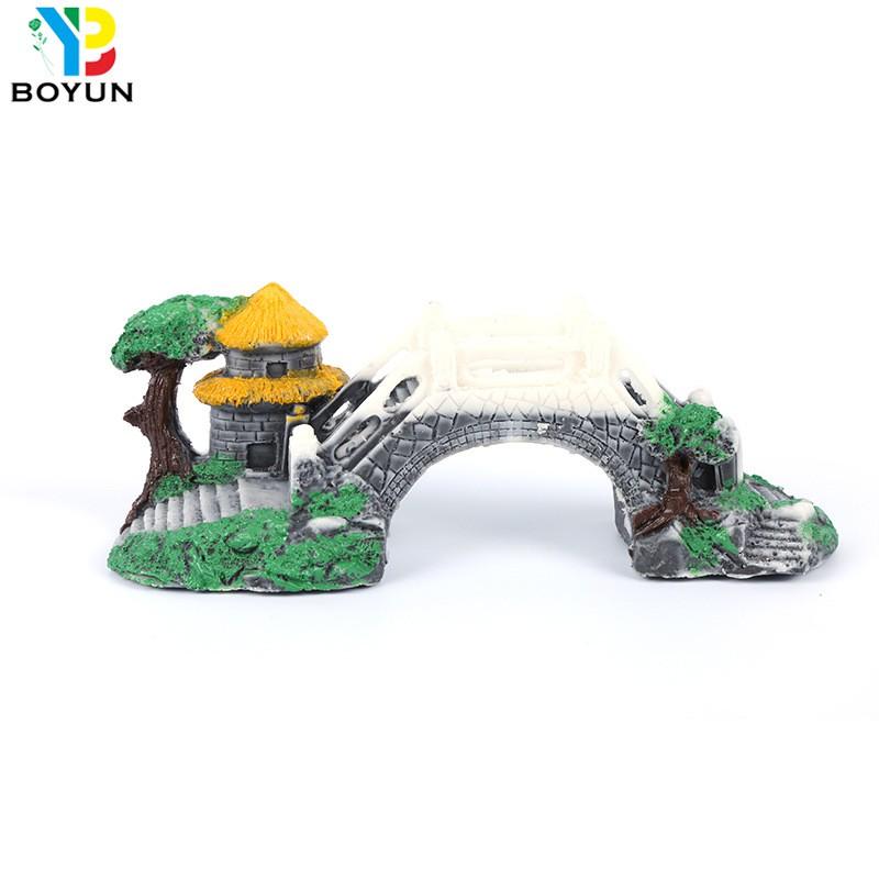 Resin Aquarium Decor Bridge Set Fish Tank Aquascaping Mini Landscape Ornament