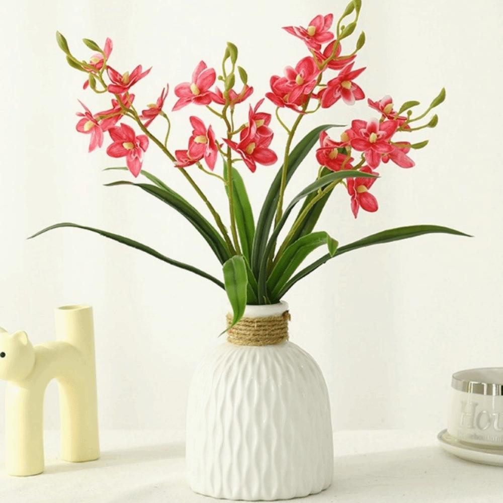 New 2 Fork Artificial Orchid Flower Floral Display Simulation Artificial Faux Plants Pink Fake Silk Flower Home Decor