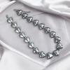 Gunmetal Black Beaded Heart Pendant Necklace Adjustable Length Neckchain Fashionable Clavicle Chain Jewelry for Women