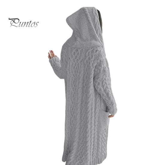 Jachetă de pulover pentru femei, cu buzunare, lungime mijlocie, tricotată cu glugă, textura răsucită, culoare uni, jachetă cu mânecă lungă, mărime, groasă, îmbrăcăminte exterioară zilnică pentru navetă