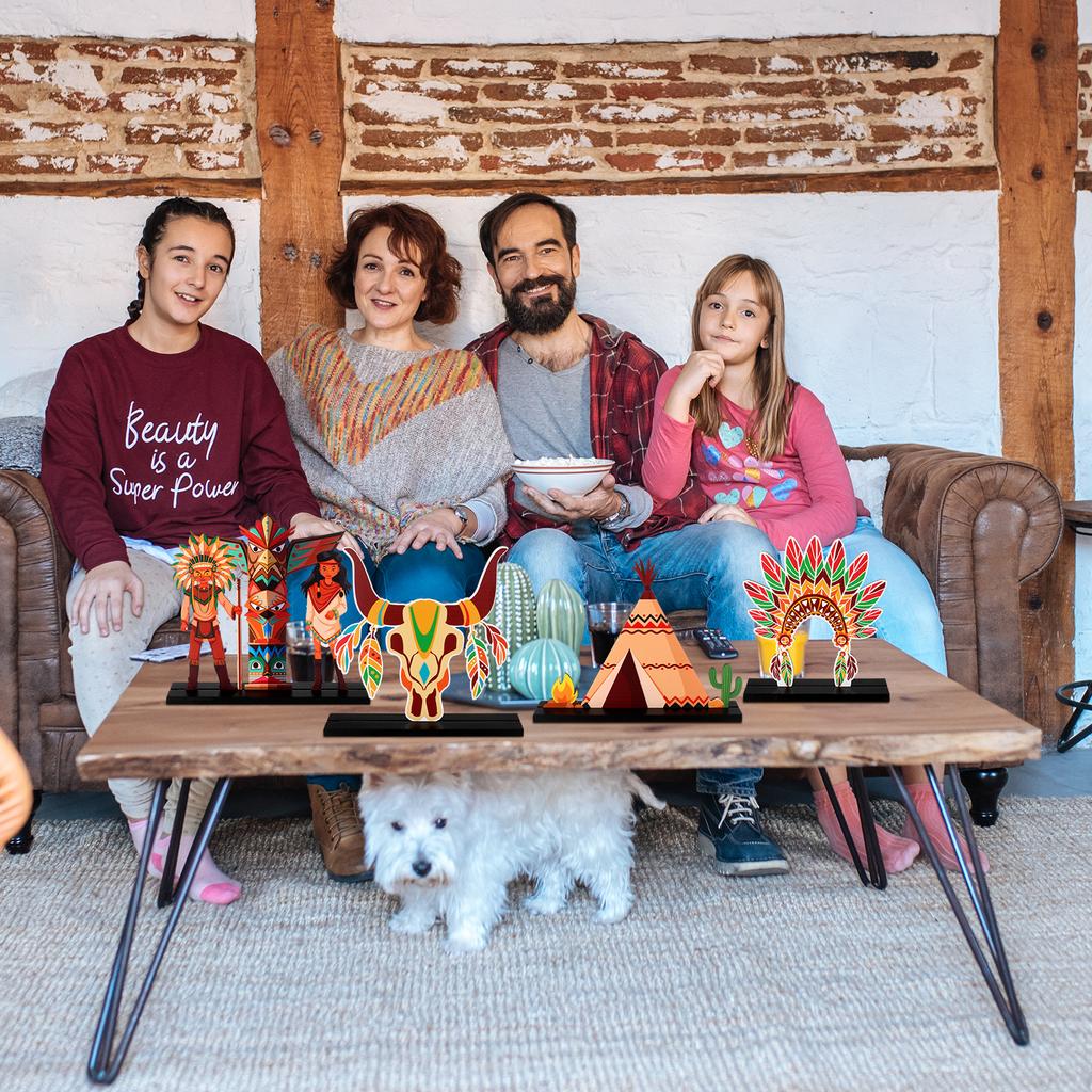 4 Pcs Native American Heritage Month Decorations Table Centerpiece Wooden Sign Table Topper National American Indian History And