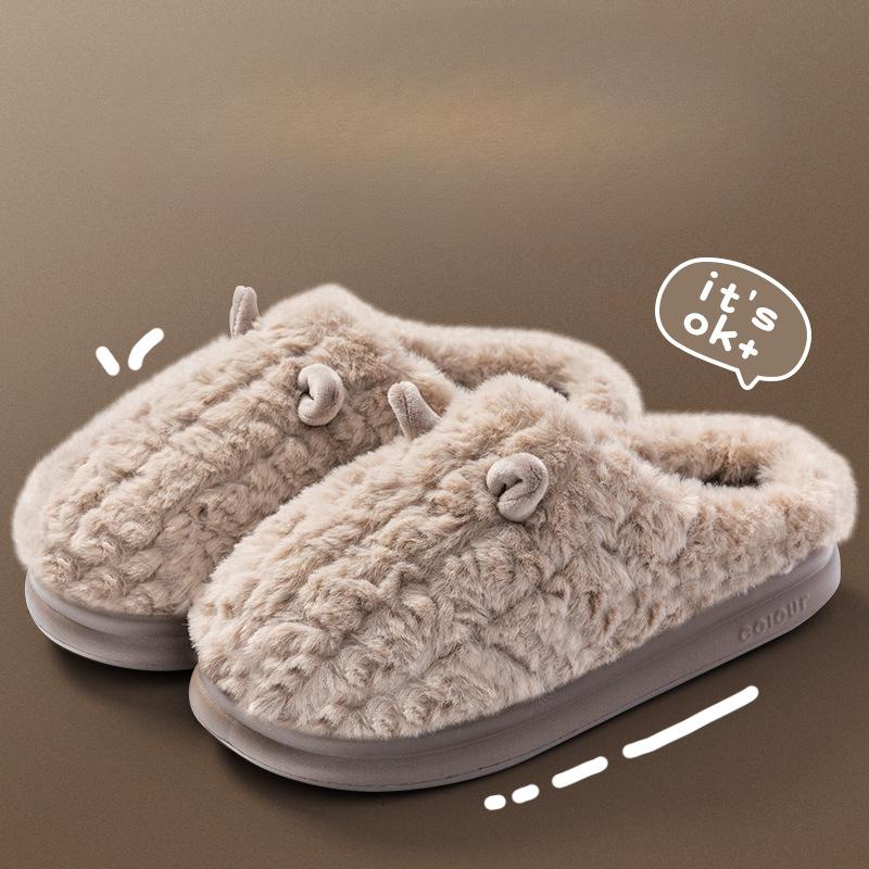 Cotton Shoes with Toe Caps for Warmth, Thickened Soft Soles, Anti-slip and Comfortable To Step On. Home Slippers