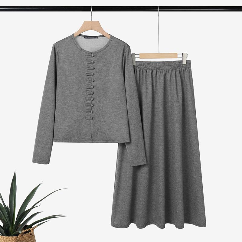 ZANZEA Women Long Sleeve Blouse and Long Skirts Fashion Two Piece Suit Sets
