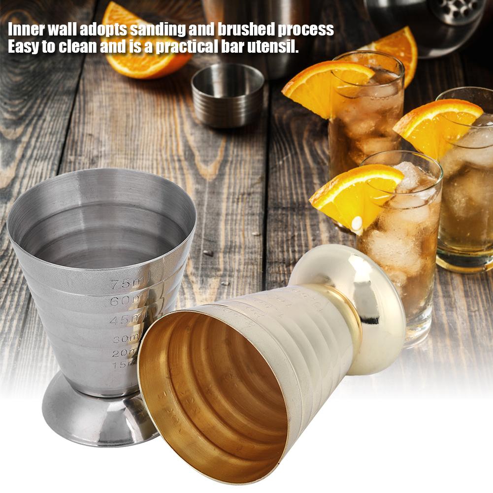 2Pcs Multifunction 304 Stainless Steel Wine Cocktail Jigger Bartender Ounce Cup Bar Supply 75ml