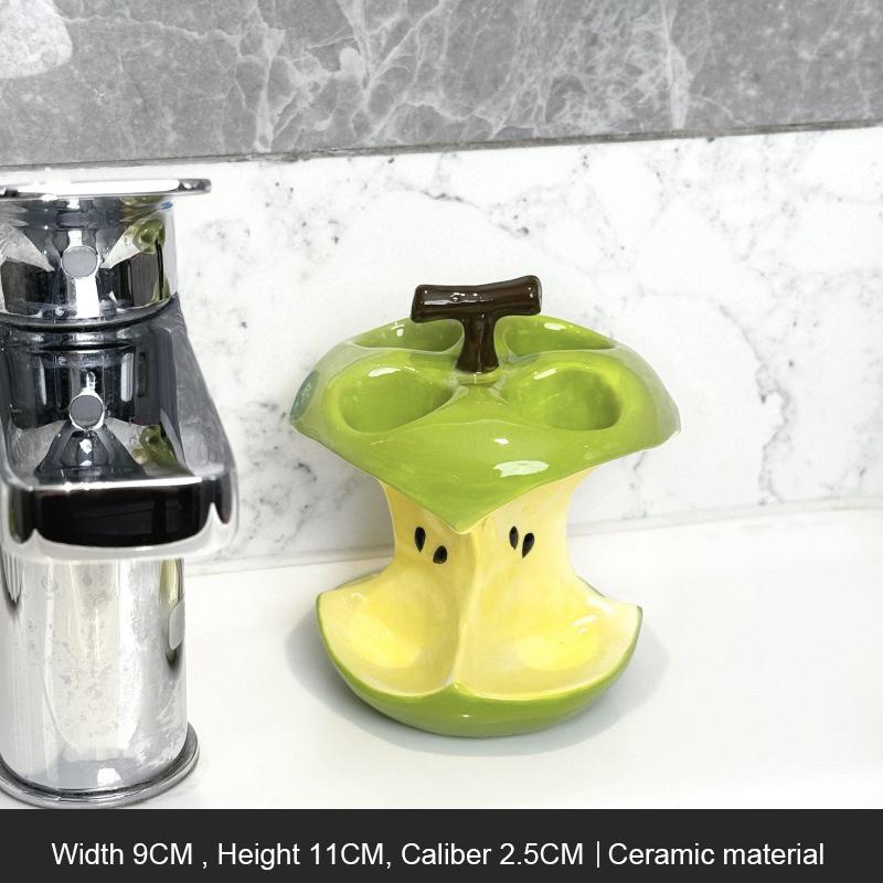 

Creative Ceramic Toothbrush Holder Non Slip Waterproof Makeup Brush Storage Durable Portable Toothpaste Storage Rack 4 holes зелёный