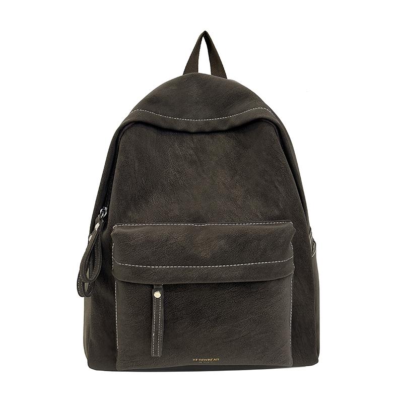 Minimalist Faux Leather Backpack Casual Daily Use Backpack for Women Simple Design Ideal for School Commute Travel and Everyday Outings No Pendant
